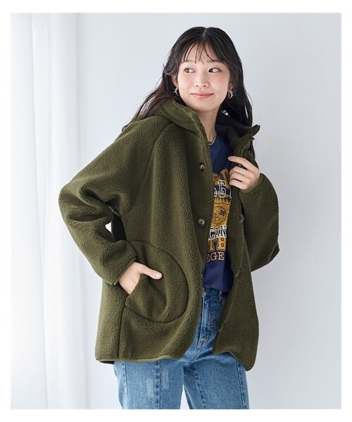 nissen（ニッセン）の「大きいサイズ ふんわりあたたか裏フリースシープ調ボタンデザインブルゾン（ジャケット/アウター・レディース・くすみピンク/アイボリー/カーキ/ネイビー・L/LL/3L/4L/5L/6L/8L/10L）」の20枚目の写真