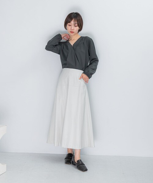 URBAN RESEARCH ROSSO（アーバンリサーチロッソ）の「バックジップフレアスカート（スカート・レディース・LIGHTGRAY/MOCHA/DARKBROWN・36/38）」の10枚目の写真