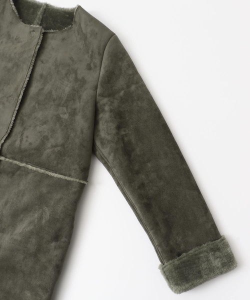 SENSE OF PLACE by URBAN RESEARCH(センスオブプレイスバイアーバンリサーチ)の「ノーカラームートンコート∴(ムートンコート・レディース・NAVY/GREIGE/KHAKI・FREE)」の12枚目の写真