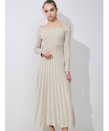 レイヤードプリーツニットワンピース