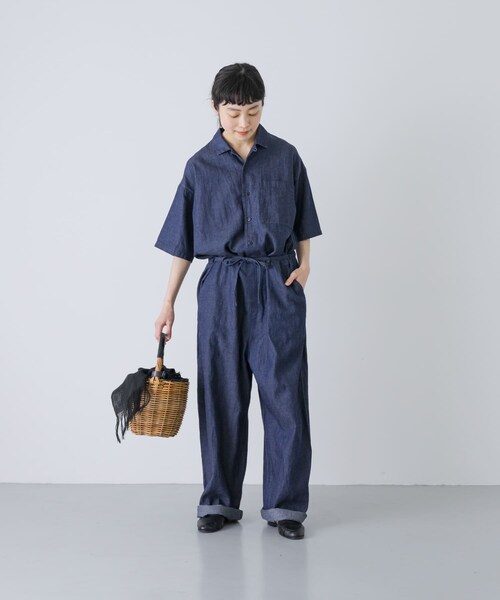 かぐれ(カグレ)の「綿麻デニムハーフスリーブオールインワン(つなぎ/オールインワン・レディース・INDIGO・Free)」の10枚目の写真