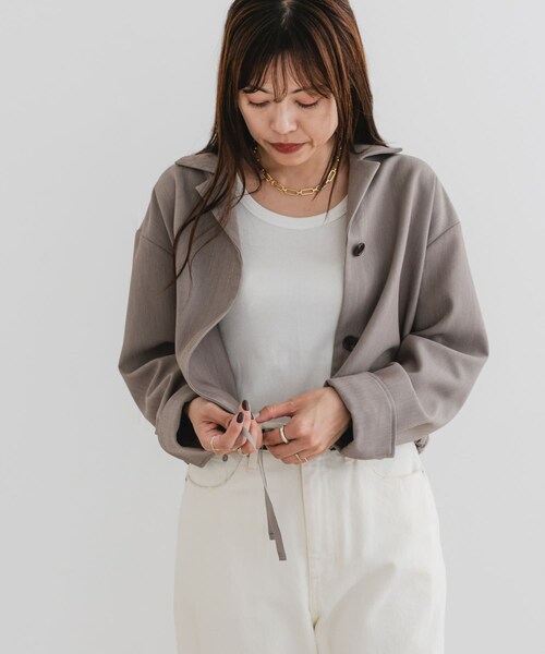 URBAN RESEARCH ROSSO（アーバンリサーチロッソ）の「F by ROSSO　オープンカラーシャツジャケット（テーラードジャケット・レディース・MOCHA/GRAY・FREE）」の21枚目の写真