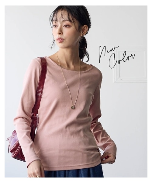 nissen（ニッセン）の「綿１００％フライス素材クルーネック長袖Ｔシャツ（UVカット）＜大きいサイズ有＞（Tシャツ/カットソー・レディース・黒/オフホワイト/グレージュ/杢チャコールグレー/ネイビー/ライムグリーン/トープ/ディープグリーン/クラウドピンク/パープル・L/LL/3L/4L/5L/6L/8L/10L/S/M）」の9枚目の写真