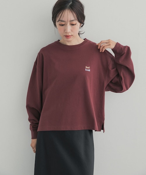 URBAN RESEARCH DOORS（アーバンリサーチドアーズ）の「GrowOrganic 刺しゅうロングスリーブTシャツ（Tシャツ/カットソー・レディース・OFF/CHARCOAL/BURGUNDY・Free）」の3枚目の写真