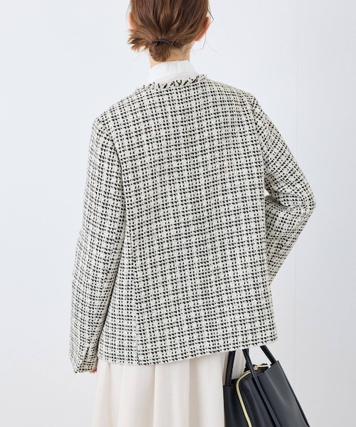 ROPE' PICNIC（ロペピクニック）の「セレモニー・通勤対応/ツイードジャケット/リンクコーデ（ノーカラージャケット・レディース・ブラック系/ライトグレー/オフホワイト/ネイビー・36/38）」の16枚目の写真