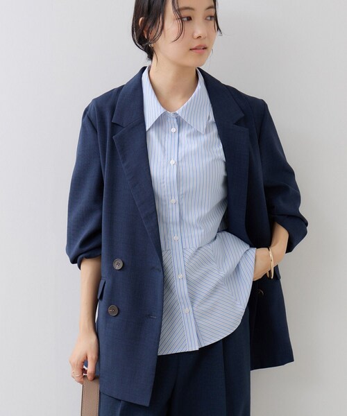 VIS(ビス)の「ペプラム切替キャップスリーブシャツ(シャツ/ブラウス・レディース・ネイビー/サックス/ピンク・F)」の12枚目の写真