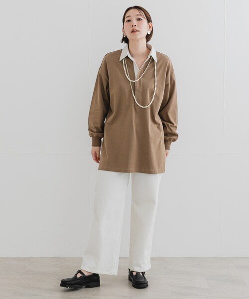URBAN RESEARCH ROSSO（アーバンリサーチロッソ）の「F by ROSSO　ラガーチュニックプルオーバー（Tシャツ/カットソー・レディース・BEIGE/NAVY・FREE）」の9枚目の写真