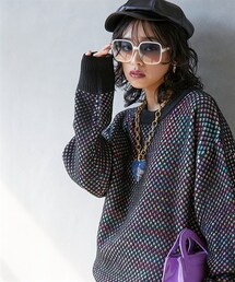 GEVS. | 大きいサイズミックスカラーダブル編ニットプルオーバーGEVS.(ニット/セーター)