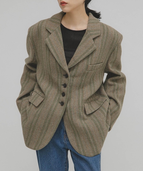 KBF（ケイビーエフ）の「ウールMIXテーラードジャケット（テーラードジャケット・レディース・ORANGE/GREEN・One）」の4枚目の写真