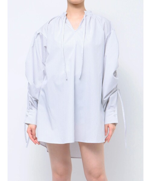 MURUA（ムルーア）の「スリーブドロストチュニックシャツ（シャツ/ブラウス・レディース・ホワイト/ミックス・F）」の4枚目の写真