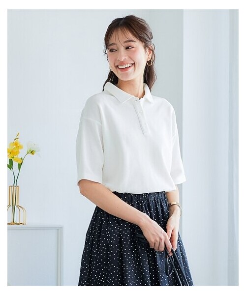 nissen（ニッセン）の「吸汗速乾・ＵＶカットカノコ５分袖ポロシャツ＜大きいサイズ有＞（ポロシャツ・レディース・黒/オフホワイト/ネイビー/杢グレー/マホガニーブラウン/カージナルレッド/フォレストグリーン/ピンク/ブルー/セージグリーン/ターコイズグリーン/ラベンダー/アッシュカーキ・L/LL/3L/4L/5L/6L/8L/10L/S/M）」の20枚目の写真