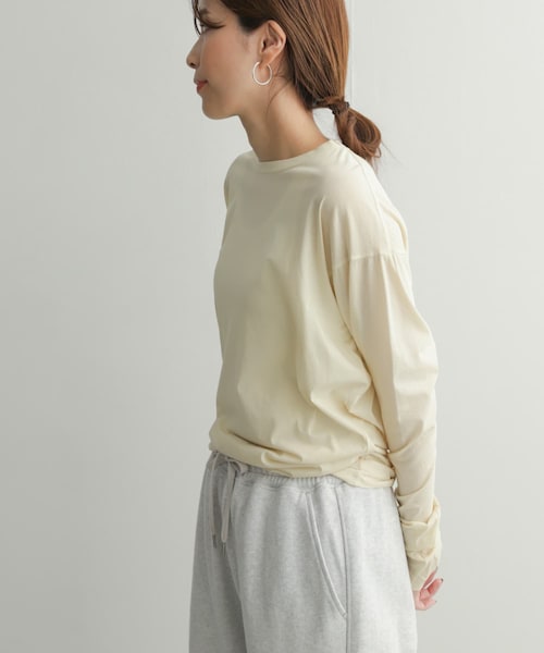 URBAN RESEARCH DOORS（アーバンリサーチドアーズ）の「『別注』unfil×DOORS　high twist cotton L/S t-shirts（Tシャツ/カットソー・レディース・別注l.blue/別注beige/別注orange・1）」の2枚目の写真
