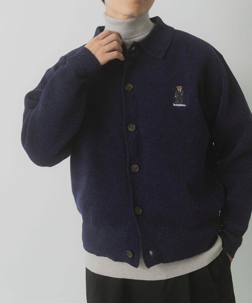 ITEMS URBANRESEARCH（アイテムズ アーバンリサーチ）の「Teddy Bear Wフェイスニットシャツカーディガン（カーディガン/ボレロ・メンズ・OFF/NVY/MOC・M/L）」の4枚目の写真