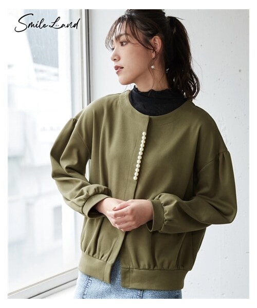 nissen（ニッセン）の「大きいサイズゆるシルエットやわらかデザインジャケット（ノーカラージャケット・レディース・黒/カーキ・L/LL/3L/4L/5L/6L/8L/10L）」の17枚目の写真