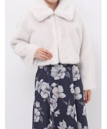 MERCURYDUO | フェイクファー襟付きクロップドショートコート(その他アウター)