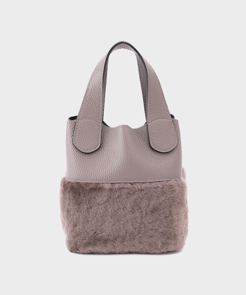 ROPE'（ロペ）の「【RIPANI（リパーニ）】MOUTON COMBINATION BUCKET BAG｜2wayバケツバッグ（ハンドバッグ・レディース・ライトグレー/カーキ・F）」の20枚目の写真