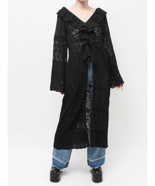 EVRIS（エヴリス）の「オープンニットロングカーディガン（カーディガン/ボレロ・レディース・アイボリー/ブラック/ブルー・F）」の3枚目の写真