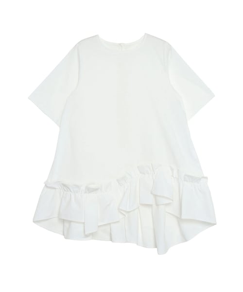 ELENDEEK(エレンディーク)の「FRILL HEM BL(シャツ/ブラウス・レディース・オフホワイト/ブラック/ライム・F)」の1枚目の写真