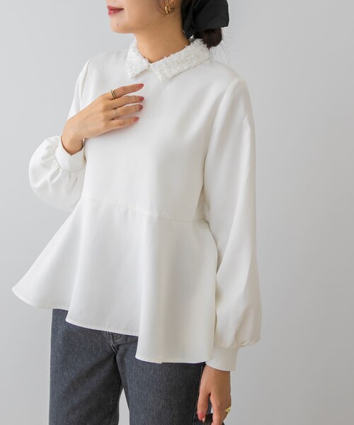 URBAN RESEARCH ROSSO（アーバンリサーチロッソ）の「F by ROSSO　レースカラーペプラムブラウス（シャツ/ブラウス・レディース・OFF WHITE/BLACK・Free）」の6枚目の写真