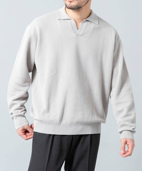 URBAN RESEARCH ROSSO（アーバンリサーチロッソ）の「『WEB限定』変形カノコスキッパーニットポロ（ニット/セーター・メンズ・BLACK/NAVY/LIGHT GRAY・M/L）」の20枚目の写真