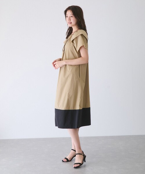 Jayro(ジャイロ)の「配色半袖ワンピース(ワンピース・レディース・ブラック/ベージュ/カーキ・F)」の18枚目の写真