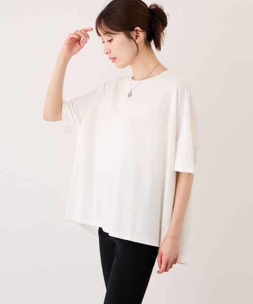 Jayro(ジャイロ)の「クリアクールワイドシルエットプルオーバー(Tシャツ/カットソー・レディース・ブラック/ホワイト系/ブルー・F)」の12枚目の写真
