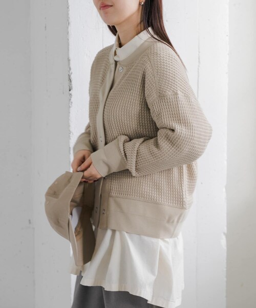 URBAN RESEARCH DOORS(アーバンリサーチドアーズ)の「FORK&SPOON ワッフルカーディガン(カーディガン/ボレロ・レディース・NAVY/BEIGE/MINT・1)」の6枚目の写真