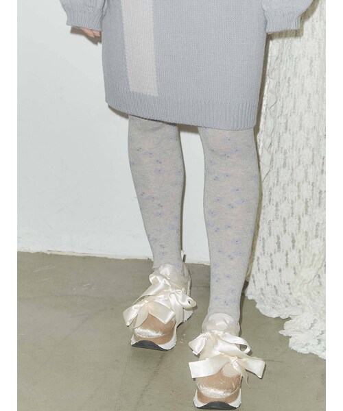merry jenny（メリージェニー）の「floral tights（ソックス/靴下・レディース・グレー/ブラック・F）」の2枚目の写真