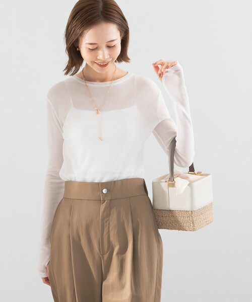 URBAN RESEARCH ROSSO（アーバンリサーチロッソ）の「シアーテレコカットソー（Tシャツ/カットソー・レディース・apricot/off/dark navy・FREE）」の8枚目の写真