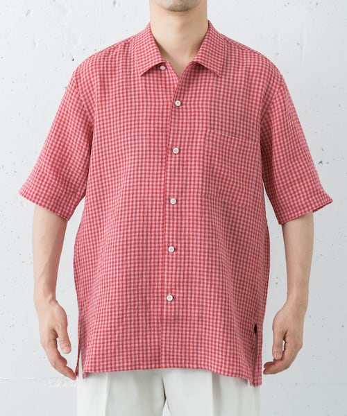URBAN RESEARCH(アーバンリサーチ)の「『別注』Cale×URBAN RESEARCH ギンガムチェック SHORT-SLEEVE SHIRTS(シャツ/ブラウス・メンズ・PINK×RED・3/4)」の4枚目の写真