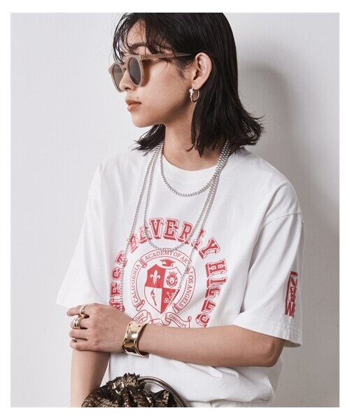 nissen（ニッセン）の「大きいサイズ 綿100％ロゴプリントＴシャツ シックスタイル（Tシャツ/カットソー・レディース・オフホワイト/ベージュ/黒・6L/8L/10L）」の3枚目の写真