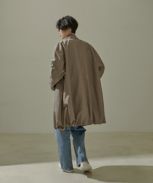 ADAM ET ROPE'（アダムエロペ）の「[24SS]ミリタリースタンドカラーコート/モッズコート【撥水加工・洗える】（ミリタリージャケット・レディース・ブラウン系/オフホワイト・F）」の9枚目の写真
