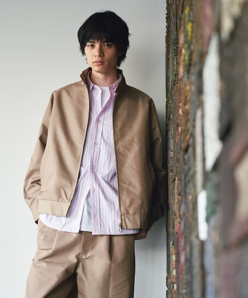 EKAL(エカル)の「『吸水速乾/イージーケア』coolmax chino スタンドジャケット(ブルゾン・メンズ・ベージュ/ネイビー・M/L)」の7枚目の写真