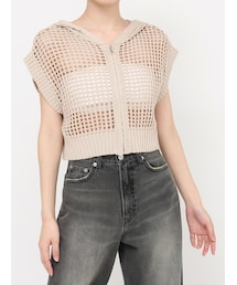 EVRIS | メッシュジップアップニットベスト(ニット/セーター)