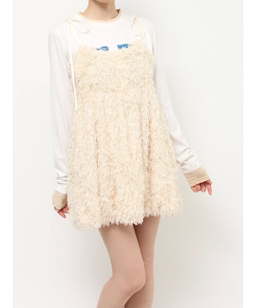 ボリュームフェザーキャミワンピース