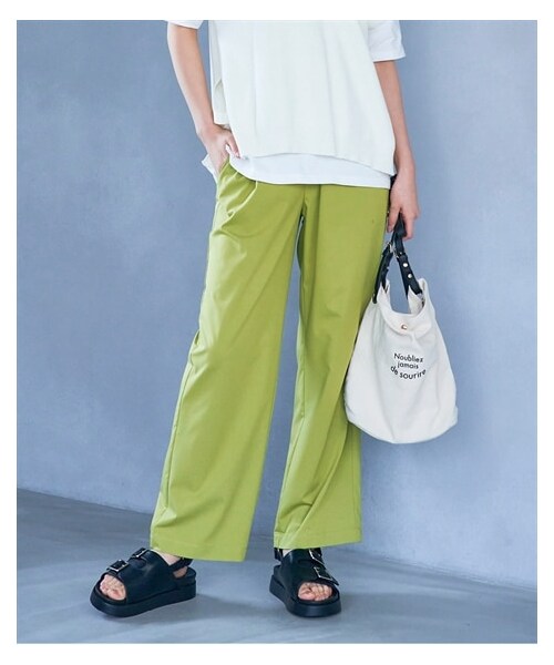 nissen（ニッセン）の「大きいサイズバンブーレーヨンとろみイージーパンツ(イージーケア素材）（接触冷感）（ゆったりヒップ）【大人lafarfa23年7月号掲載】（パンツ・レディース・モーブピンク/キャラメルオレンジ/ティーグリーン/黒・L/LL/3L/4L/5L/6L/8L/10L）」の19枚目の写真