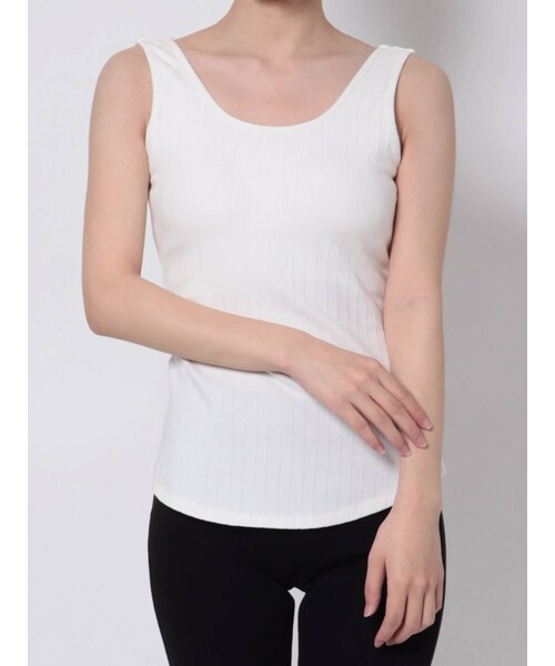 LAGUNAMOON（ラグナムーン）の「カップインバックVタンクトップ（タンクトップ・レディース・ホワイト/グリーン/パープル・F）」の3枚目の写真