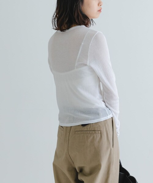 URBAN RESEARCH（アーバンリサーチ）の「『MADE IN JAPAN』シアーテレコショートカーディガン（カーディガン/ボレロ・レディース・NAVY/WHITE/BUTTER・FREE）」の8枚目の写真