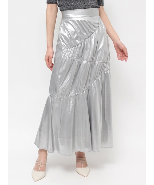 メタリックギャザーマーメイドスカート