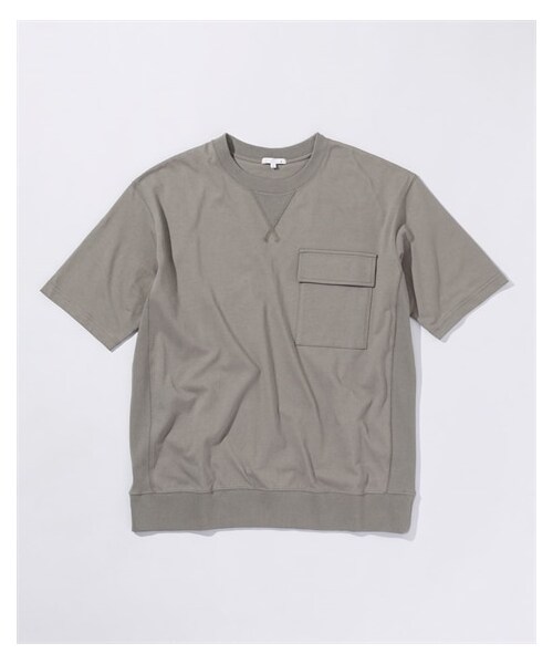 nissen（ニッセン）の「リブ付ミドルウェイト綿１００％オーバーサイズ５分袖ポケット付Tシャツ（Tシャツ/カットソー・メンズ・オフホワイト/黒/ネイビー/グレージュ/カーキ・M/L/LL/3L/4L/5L/6L/8L/10L）」の19枚目の写真