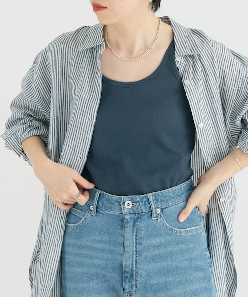 URBAN RESEARCH（アーバンリサーチ）の「『MADE IN JAPAN』リブタンクトップ（タンクトップ・レディース・SILVER/WHITE/BLUE GRAY/CHARCOAL・FREE）」の3枚目の写真