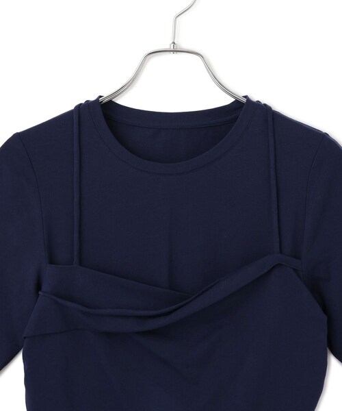 ADAM ET ROPE'(アダムエロペ)の「【WEB限定】ベアトップレイヤードカットソー(Tシャツ/カットソー・レディース・ホワイト/ダークブラウン/ネイビー・F)」の19枚目の写真