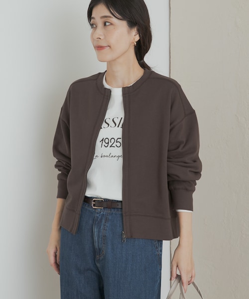 URBAN RESEARCH DOORS（アーバンリサーチドアーズ）の「『WEB/一部店舗限定カラー』コットンスウェットZIPカーディガン（カーディガン/ボレロ・レディース・GRAY/BROWN/CHARCOAL/BLUE・M）」の14枚目の写真