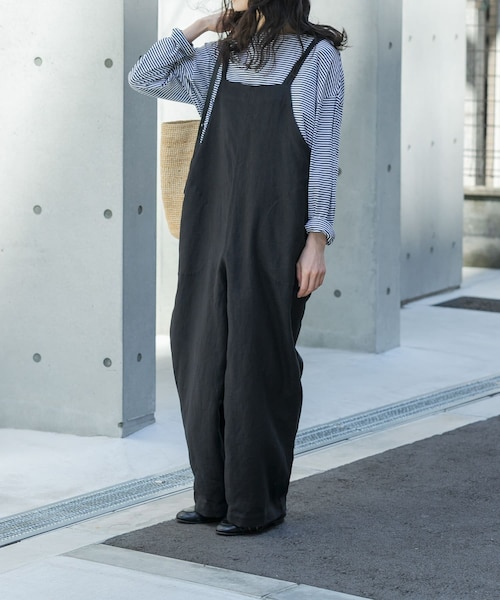 かぐれ（カグレ）の「リネンサロペット（つなぎ/オールインワン・レディース・GREGE/CHARCOAL/BLACK・Free）」の8枚目の写真