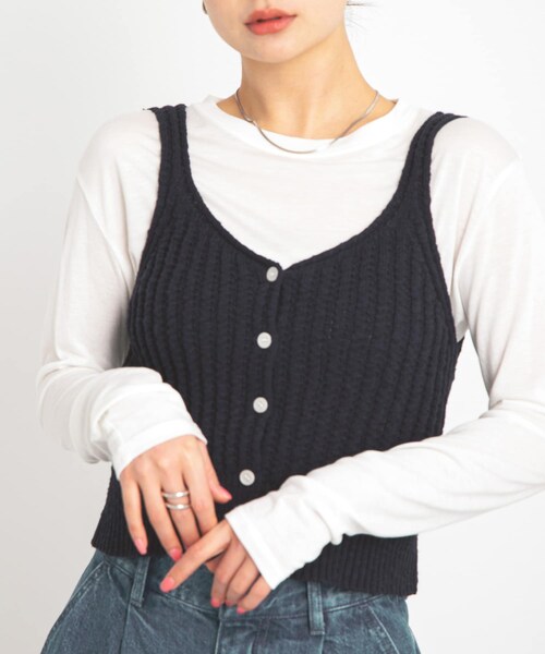 URBAN RESEARCH Sonny Label（アーバンリサーチサニーレーベル）の「2WAY透かし編みニットビスチェ（キャミソール・レディース・ネイビー/アイボリー/ピンク・FREE）」の17枚目の写真