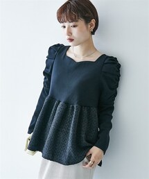 nissen | パフスリーブペプラムトップス(シャツ/ブラウス)