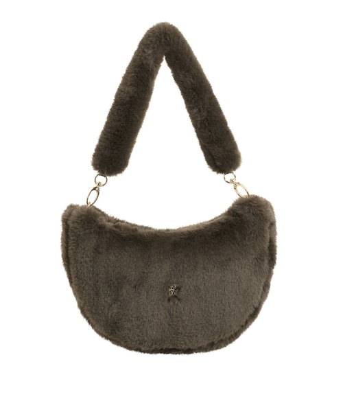 LAGUNAMOON（ラグナムーン）の「ハーフムーンファーバッグ（ショルダーバッグ・レディース・イエロー/ブラウン・F）」の4枚目の写真