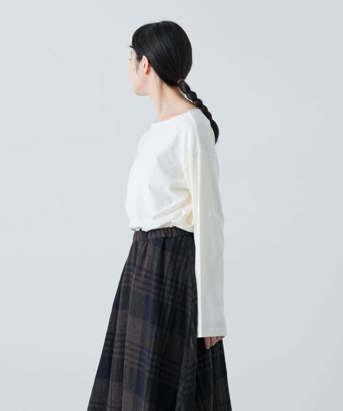 かぐれ（カグレ）の「ボートネックロングカットソー（Tシャツ/カットソー・レディース・OFF/L.GRAY/NAVY・Free/FREE）」の8枚目の写真