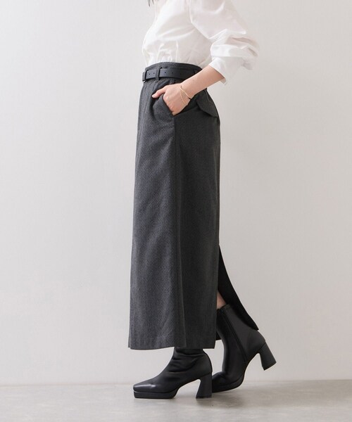 VIS（ビス）の「へリンボーンIラインロングスカート/セットアップ対応（スカート・レディース・チャコール/ダークブラウン・M/S）」の14枚目の写真