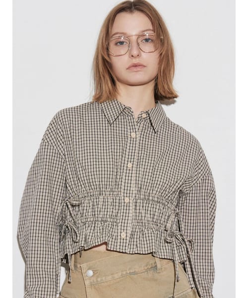 EMODA（エモダ）の「サイドリボンストリングシャツ（シャツ/ブラウス・レディース・ホワイト/グレー/ブラック/ブルー/ライトミックス・F）」の15枚目の写真